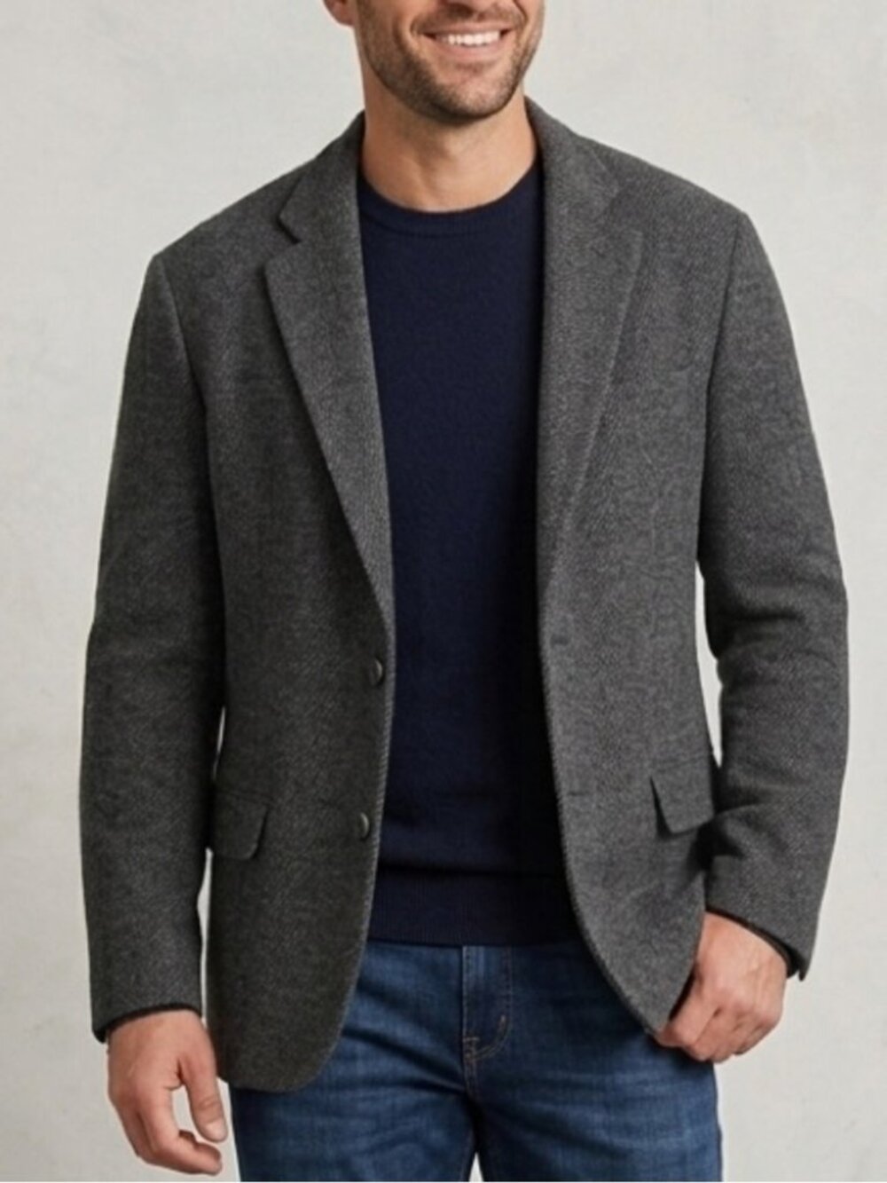 DKNY Wool Blazer Jacket Sport Coat Size XL Grey Casual Unlined